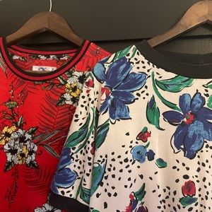 2 Floral Ribbed Tshirts Unisex